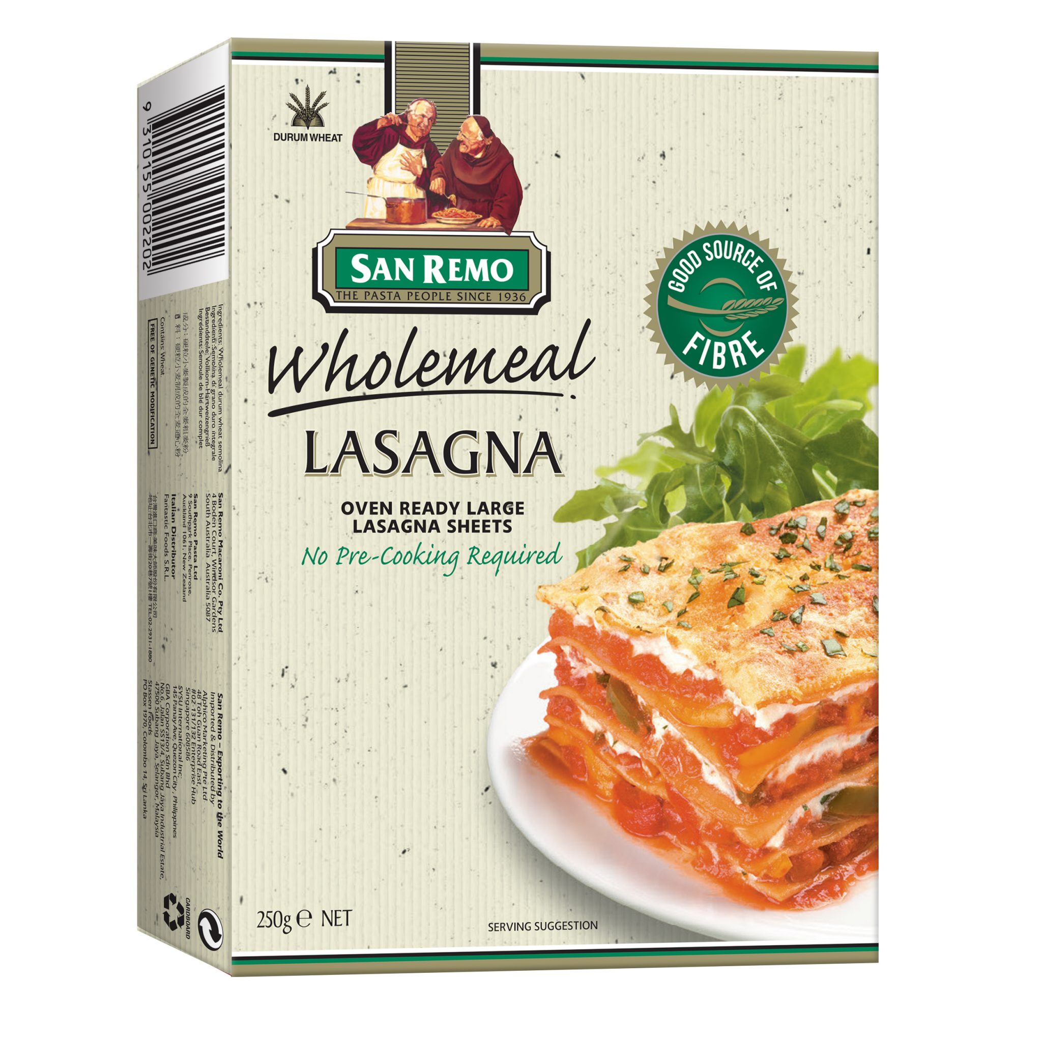 Wholemeal Instant Large Lasagna San Remo