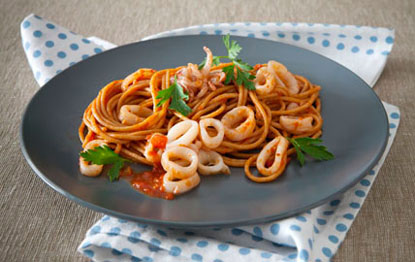 Spaghetti with Tomato and Calamari - San Remo