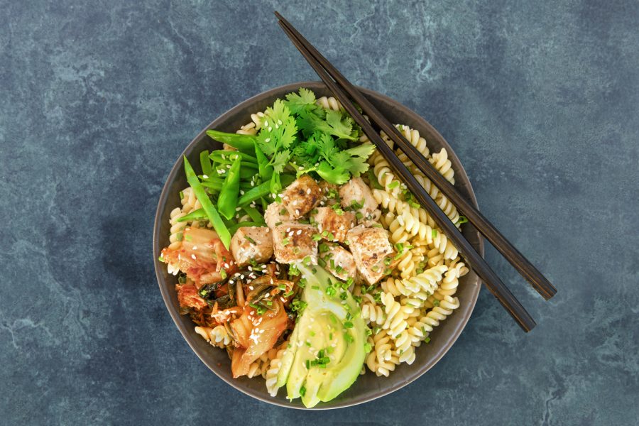 Nourish Bowl with Tofu, Avocado & Kimchi